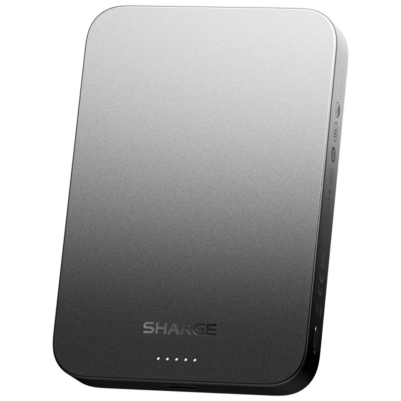 SHARGE AeroMag Air Magnetic Wireless Ultra-Slim Power Bank 10000mAh, 15W Qi2, 30W USB-C, Black