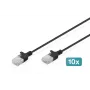 DIGITUS Slim Cat6 U/UTP Patch Cable RJ45, 0.3 m, Black, LSZH, 10-Pack