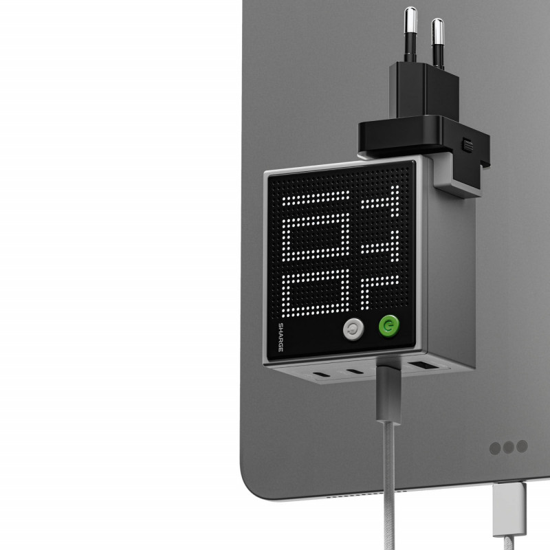SHARGE Pixel 100 GaN Charger, 100W, 3x USB-C, 1x USB-A - grey