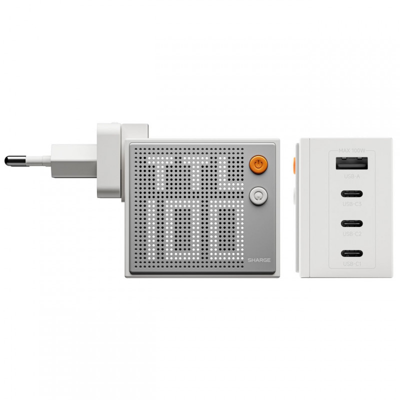 SHARGE Pixel 100 GaN Charger, 100W, 3x USB-C, 1x USB-A - white