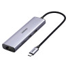 UGREEN 60515 7-in-1 USB-C Multiport Adapter, 4K HDMI, Gigabit Ethernet, 100 W PD, Grey