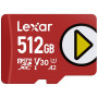 Lexar PLAY 512GB microSDXC UHS-I Memory Card, U3, V30, A2, up to 205 MB/s, with SD Adapter