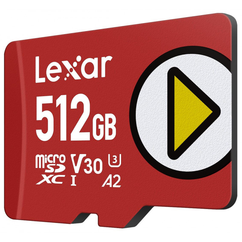 Lexar PLAY 512GB microSDXC UHS-I Memory Card, U3, V30, A2, up to 205 MB/s, with SD Adapter