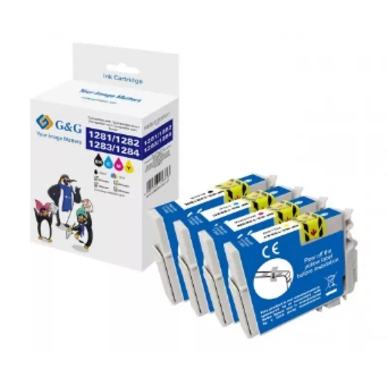 G&G Compatible Ink Cartridge Multipack for Epson T1285 (C13T12854012), Black/Cyan/Magenta/Yellow