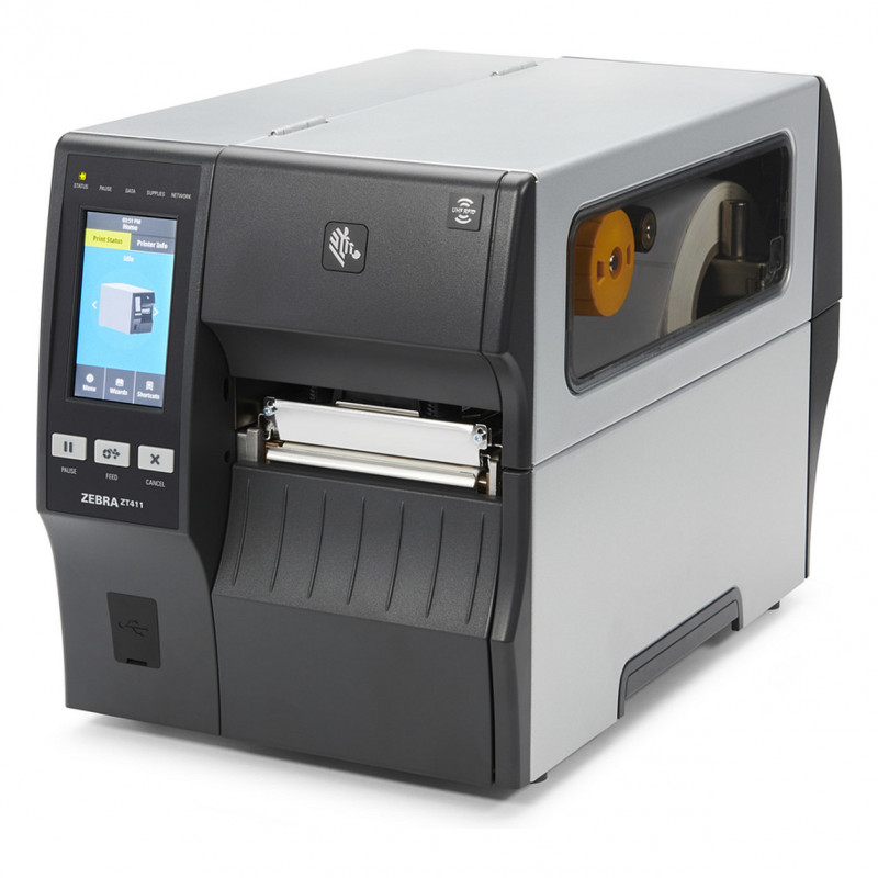 Zebra ZT411 4-inch Label Printer, 300 dpi, Serial, USB, 10/100 Ethernet, Bluetooth 4.1/MFi, USB Host, Peel with Full Rewind, EZPL, Euro and UK Cord