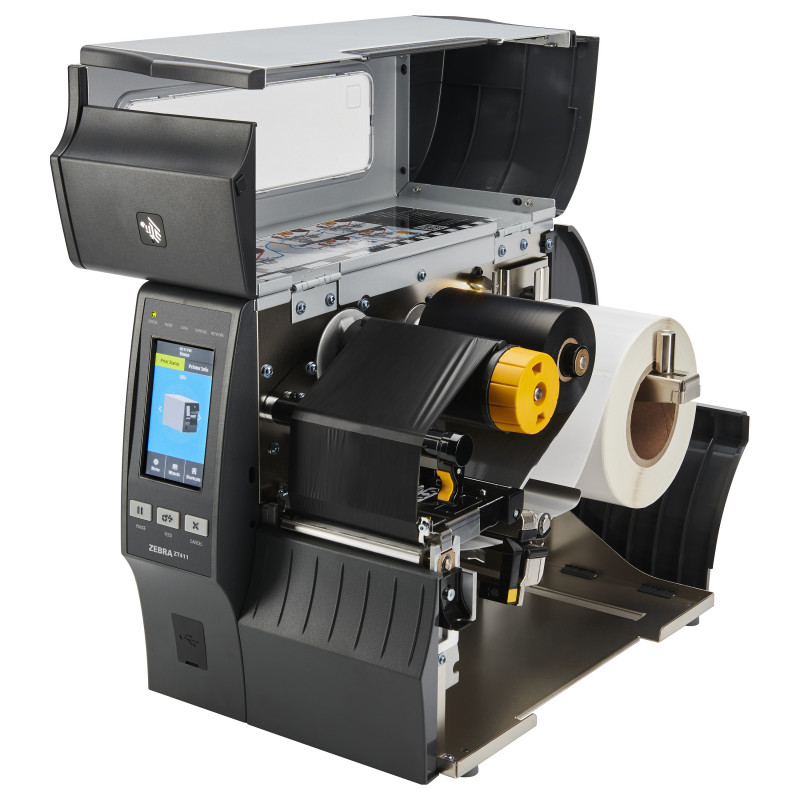 Zebra ZT411 4-inch Label Printer, 300 dpi, Serial, USB, 10/100 Ethernet, Bluetooth 4.1/MFi, USB Host, Peel with Full Rewind, EZPL, Euro and UK Cord