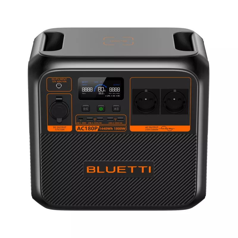 Bluetti AC180P Portable Power Station, LiFePO4, 36000 mAh, 1800 W, 16 kg