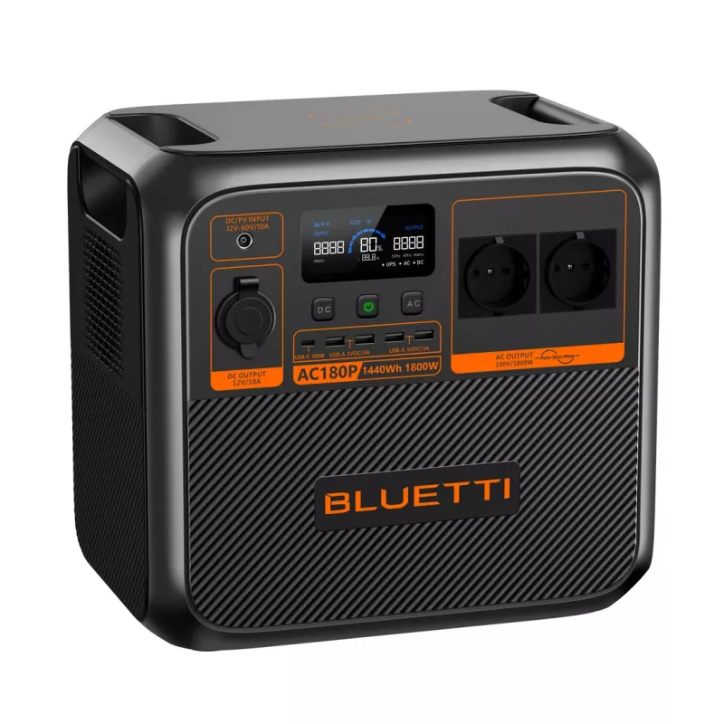 Bluetti AC180P Portable Power Station, LiFePO4, 36000 mAh, 1800 W, 16 kg