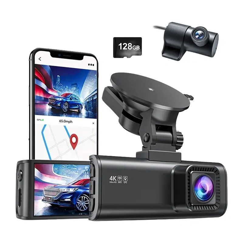 REDTIGER F7NP Wi-Fi 4K + 1080p Dash Cam, 128GB