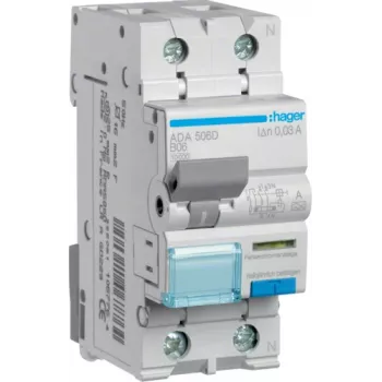 Hager ADA506D RCBO 1P+N, 10 kA, B6 A, 30 mA