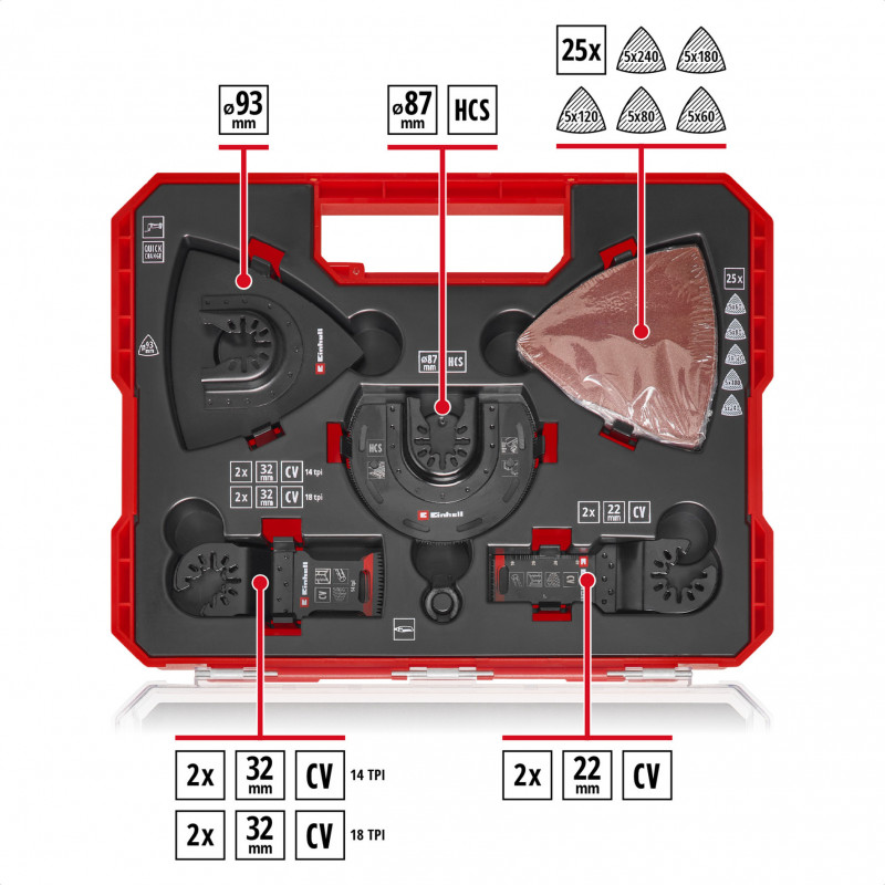 Einhell 708136 Multifunction Tool Accessory Set, 35 Pieces, in XL-PLUS-CASE