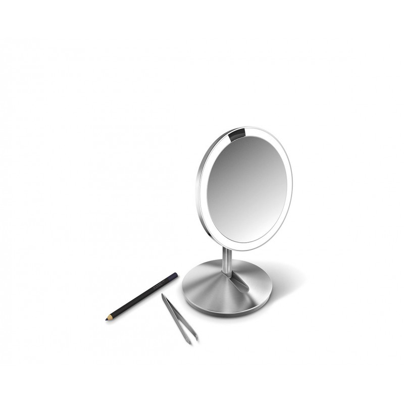 simplehuman Folding mirror with sensor, 12 cm, rechargeable, brushed stainless steel