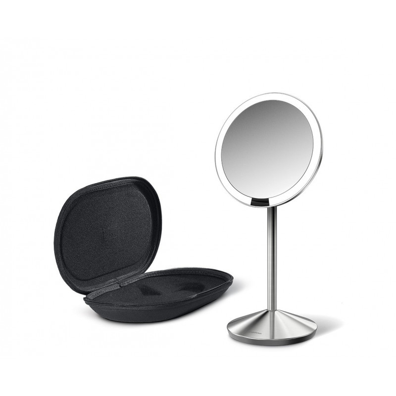 simplehuman Folding mirror with sensor, 12 cm, rechargeable, brushed stainless steel