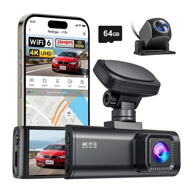 REDTIGER F7N (64G) WiFi 4K + 1080p Dash Cam