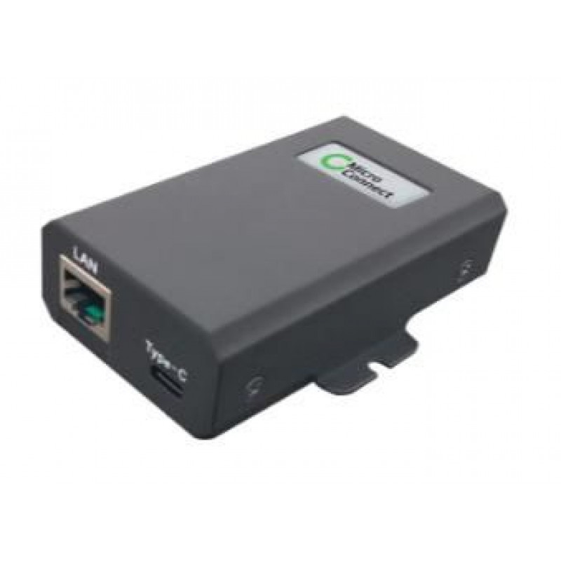 Microconnect POEINJ-60W-USBC Gigabit Ethernet PoE Injector, IEEE 802.3af/802.3bt, 100 m, Black
