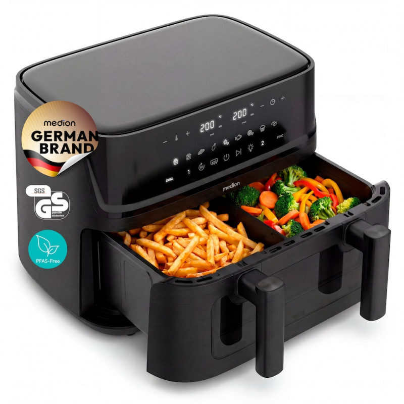 Medion Life P25 XXL Flex M MD 100057 Air Fryer, Black (50079785)