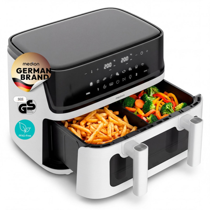 Medion Life P25 XXL Flex M MD 100057 Air Fryer, Black/White (50079787)