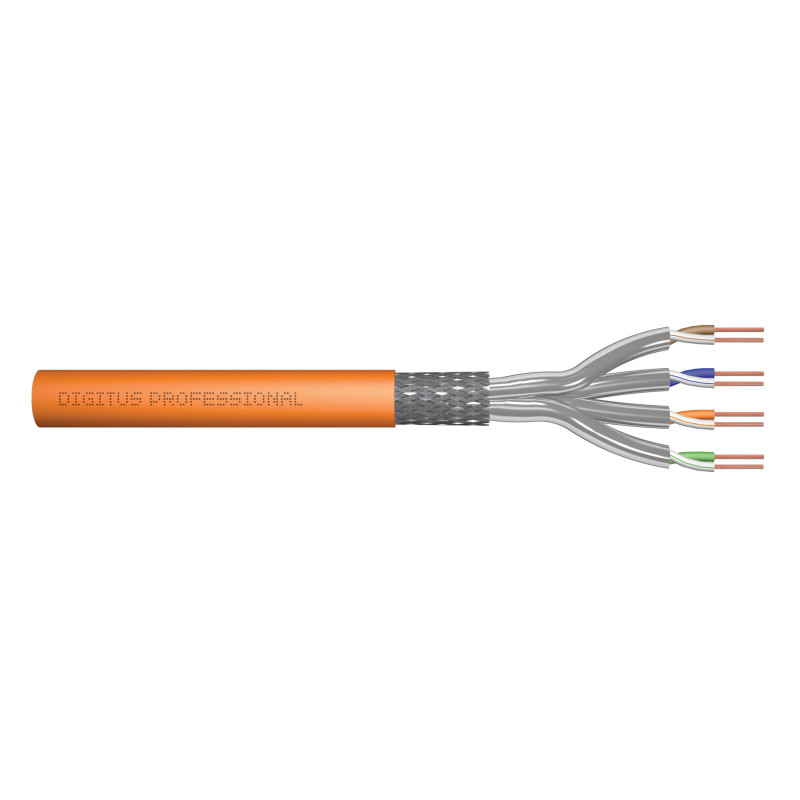 DIGITUS Cat7 S/FTP Installation Cable, B2ca, AWG 23/1, LSZH, 100 m, Orange