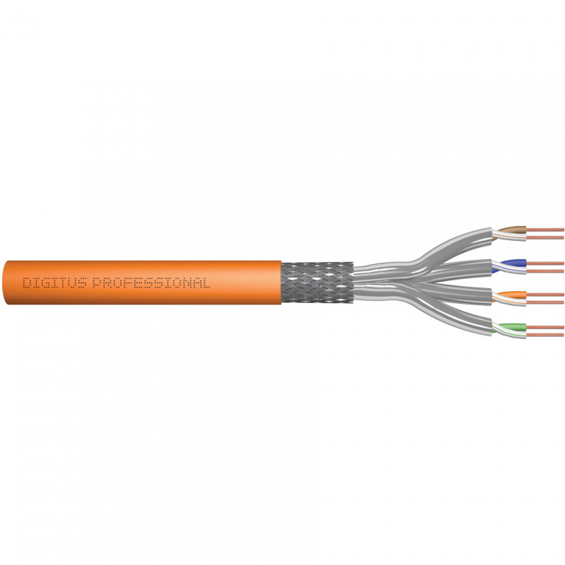 DIGITUS Cat7 S/FTP Installation Cable, B2ca, AWG 23/1, LSZH, 100 m, Orange