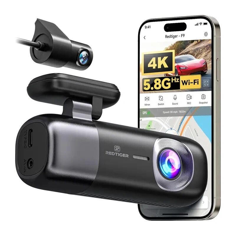 REDTIGER F9 WiFi 4K + 1080p Dash Cam