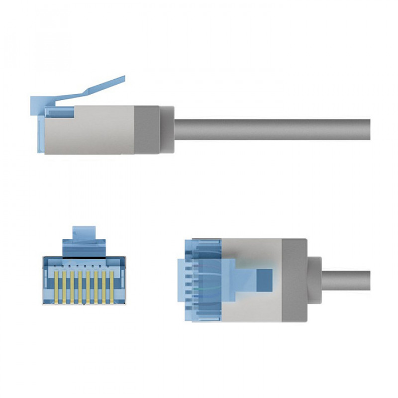 Goobay Slim Cat6a U/FTP Patch Cable RJ45, 1 m, Grey