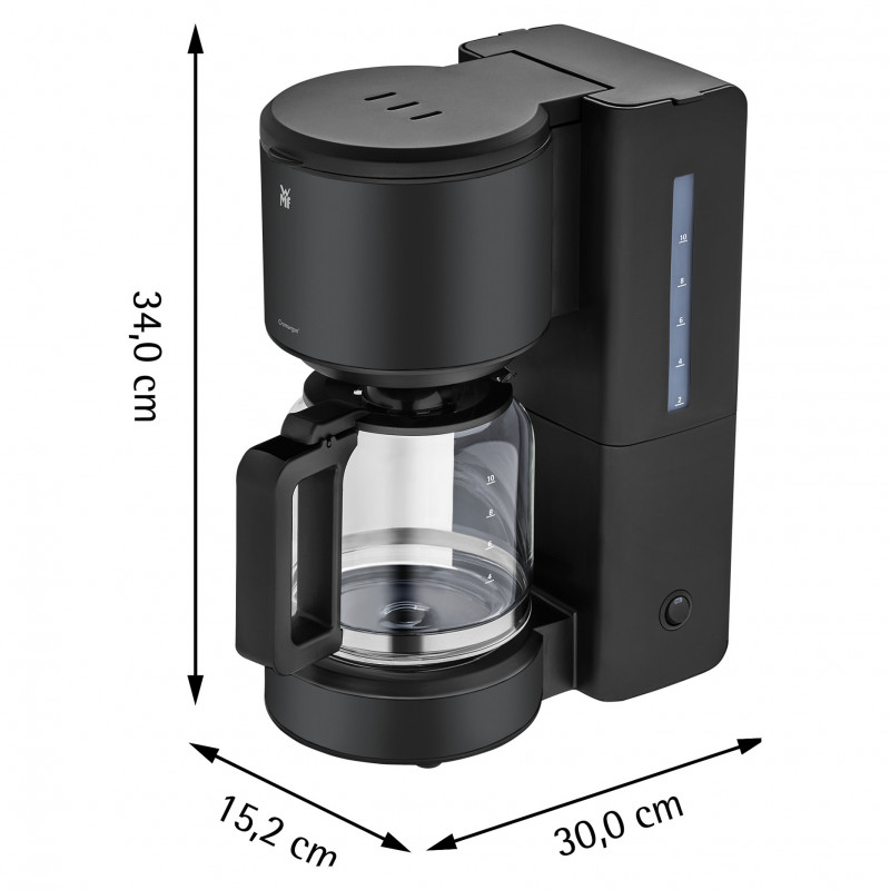 WMF Stelio Coffee Machine with Glass Jug, Deep Black (412150071)