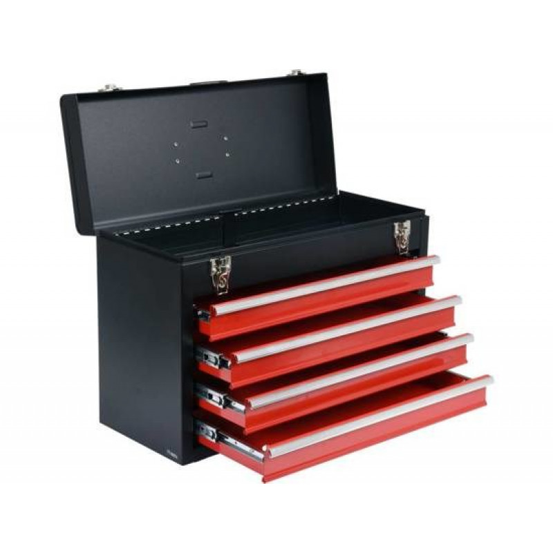 Yato YT-08874 Small Parts/Tool Box, Stainless Steel, Black/Red