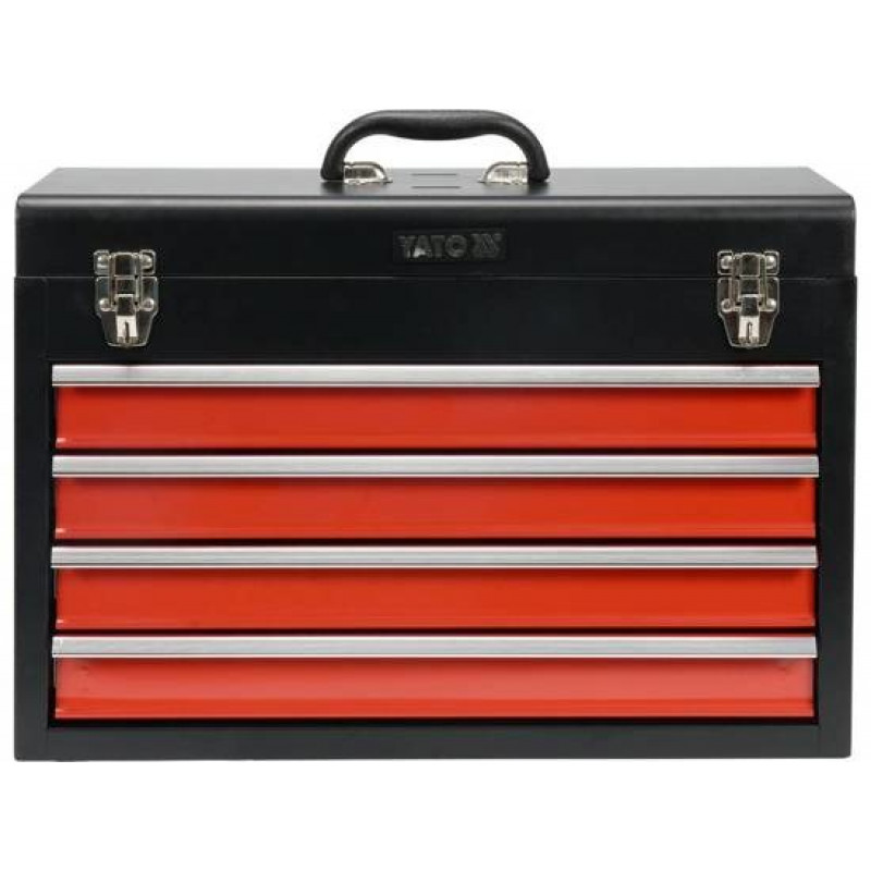 Yato YT-08874 Small Parts/Tool Box, Stainless Steel, Black/Red