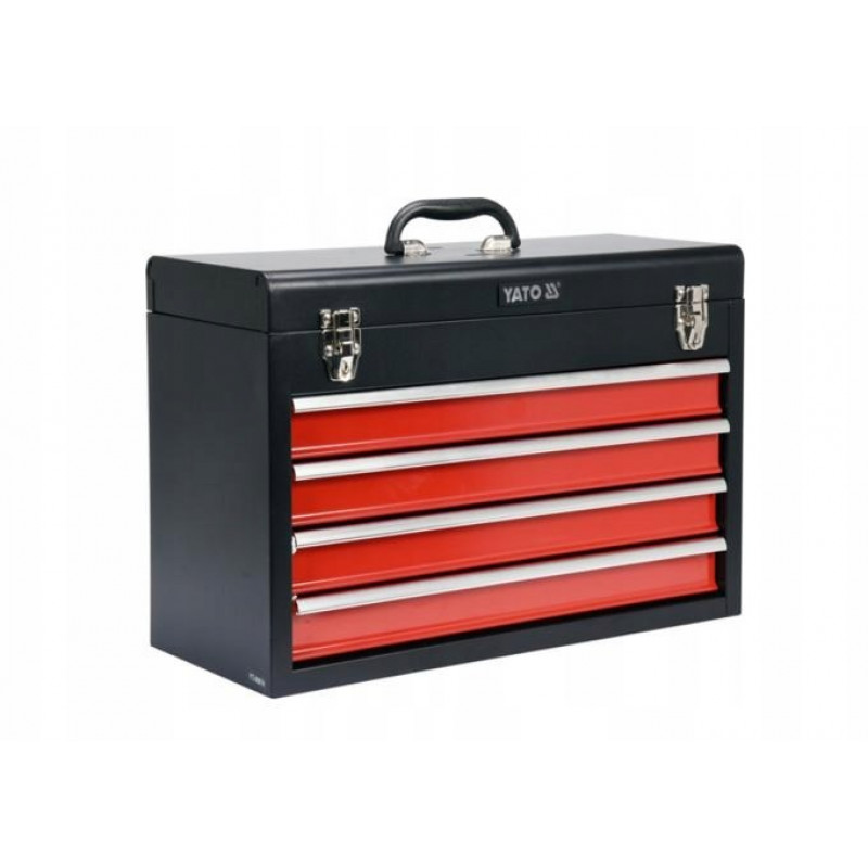 Yato YT-08874 Small Parts/Tool Box, Stainless Steel, Black/Red