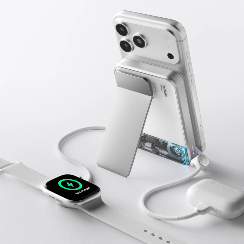 SHARGE ICEMAG 3 Power Bank, 10,000 mAh, 25 W Qi2, 35 W USB-C, White