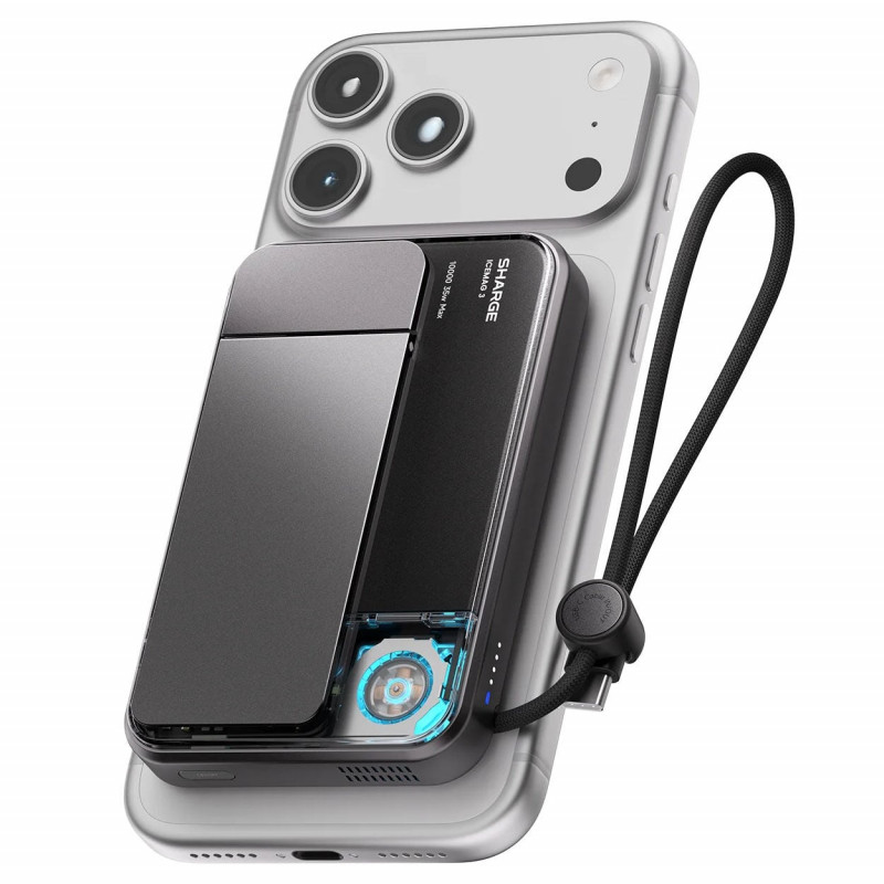 SHARGE ICEMAG 3 Power Bank, 10,000 mAh, 25 W Qi2, 35 W USB-C, Black