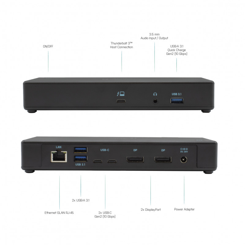 i-tec Thunderbolt 3/USB-C Dual DisplayPort 4K Docking Station with 85W PD