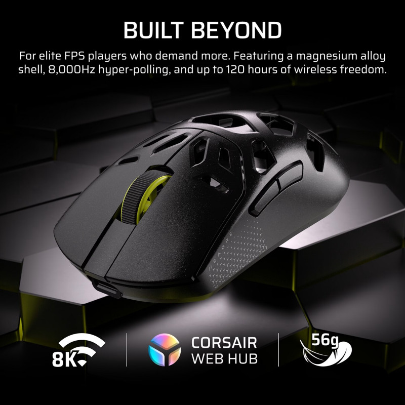Corsair SABRE V2 PRO Wireless Gaming Mouse, 2.4GHz / Bluetooth / USB-C, Black (CH-931G100-WW)