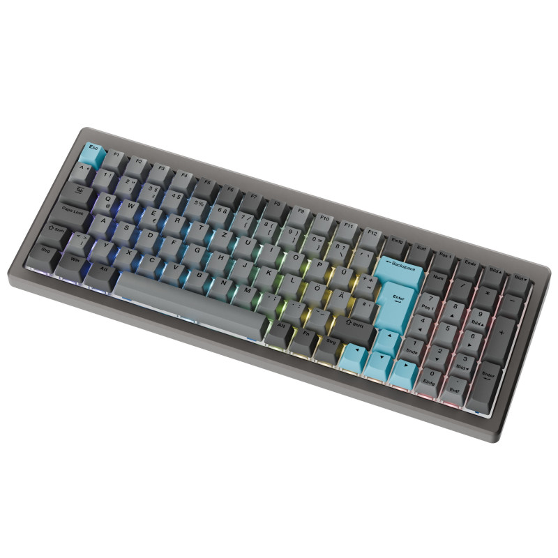 Ducky Cushion 98 Gaming Keyboard, 96%, DE Layout (ISO), Shush Red Switches - Nickel (DKCUS2598-DSDEPHCC3H1)