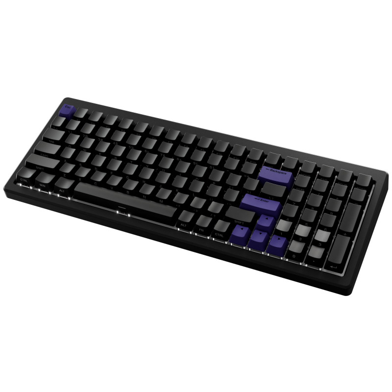Ducky Cushion 98 Gaming Keyboard, 96%, US Layout (ANSI), Shush Red Switches - Matte Black