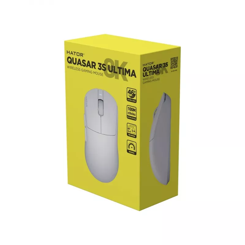 Hator Quasar 3S Ultima Wireless Gaming Mouse, White (HTM661)