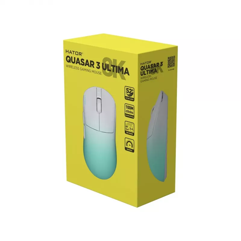 Hator Quasar 3 Ultima Gaming Mouse, White/Mint (HTM761)
