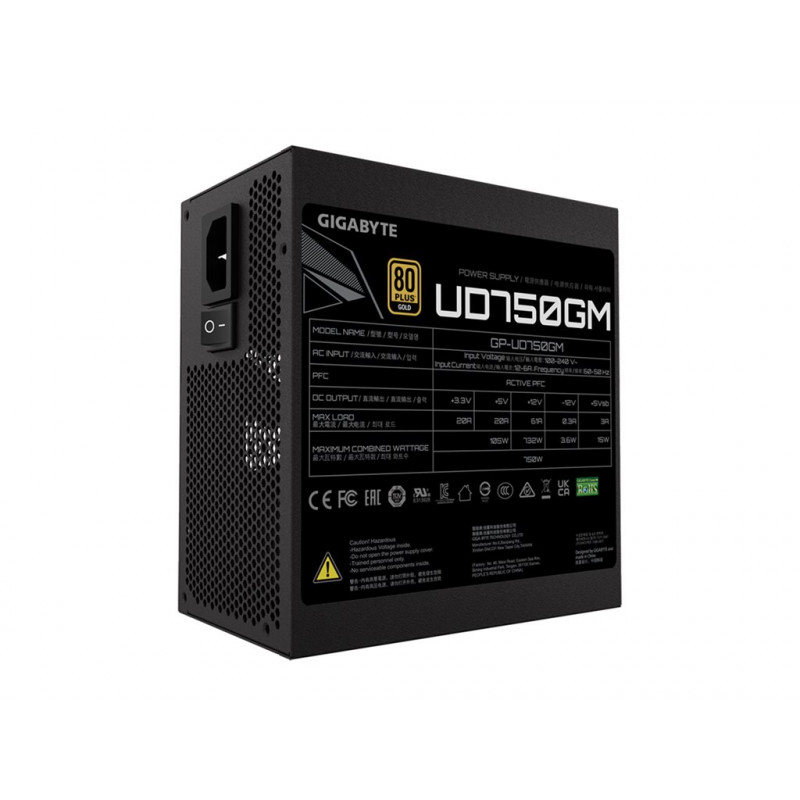 GIGABYTE UD750GM 750W ATX Power Supply, 80+ Gold, fully modular