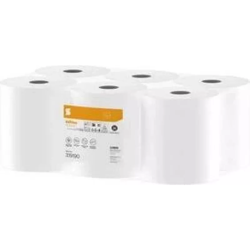 Satino by Wepa HiCycle Hand Towel Roll, 2-Ply, 138 m, 100% Recycled, High White, Waffle Embossing, Pack of 6 (319190)