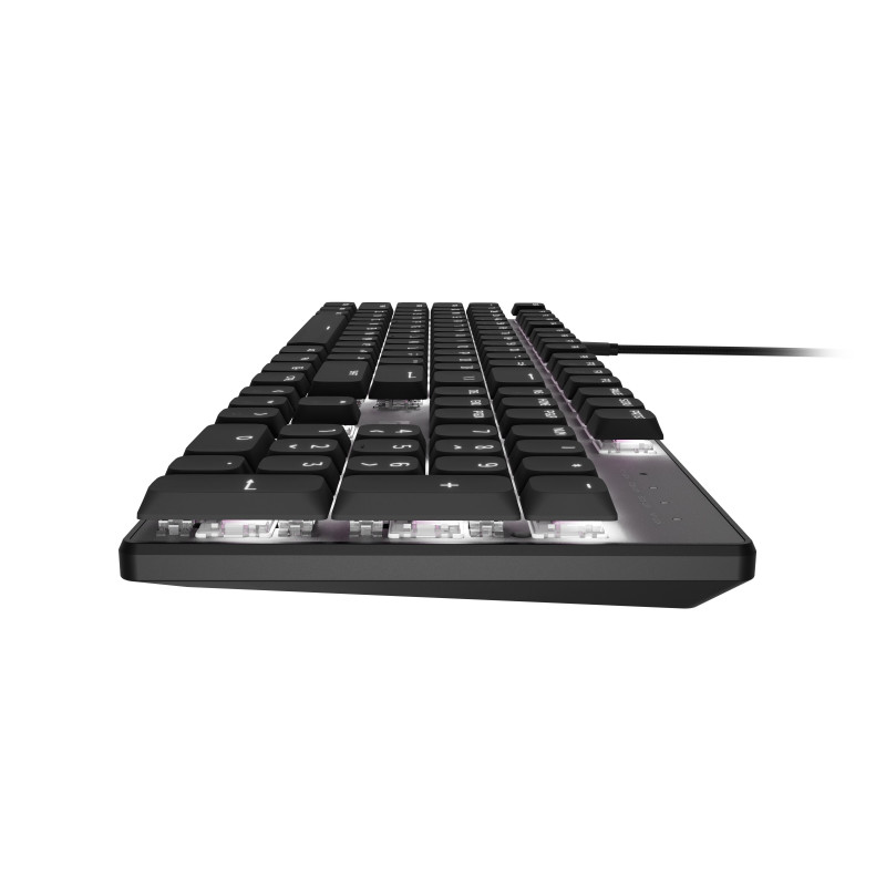Natec Amberjack Wired Keyboard, US Layout, Linear Hot-Swappable Switches, White Backlight, Anti-Ghosting, Macro Recording, Black/Grey (NKL-2391)