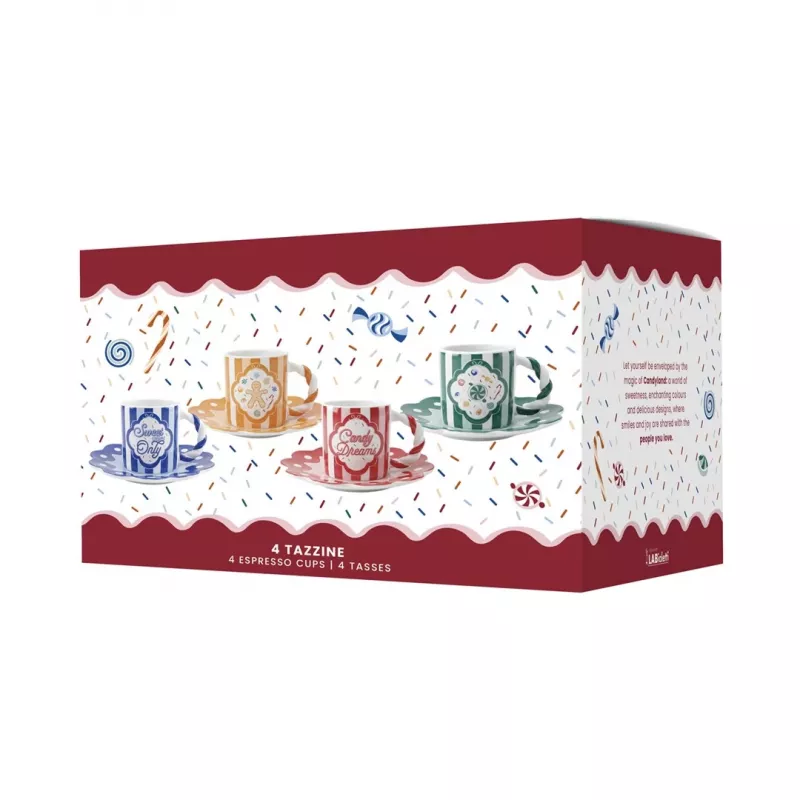 Bialetti Candyland set of 4 cups with saucers 80ml