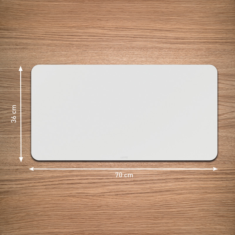 LEITZ Desk Mat 700 x 360 mm, Recycled Leather, Grey, Smooth, Rounded