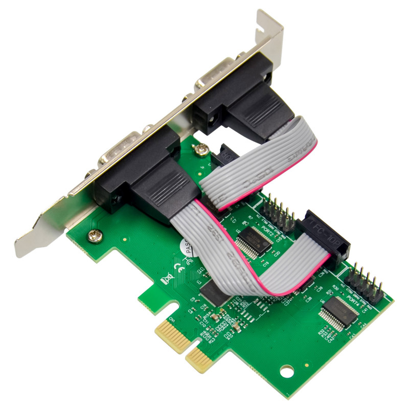 InLine® PCIe x1 interface card, 4x RS-232, low profile