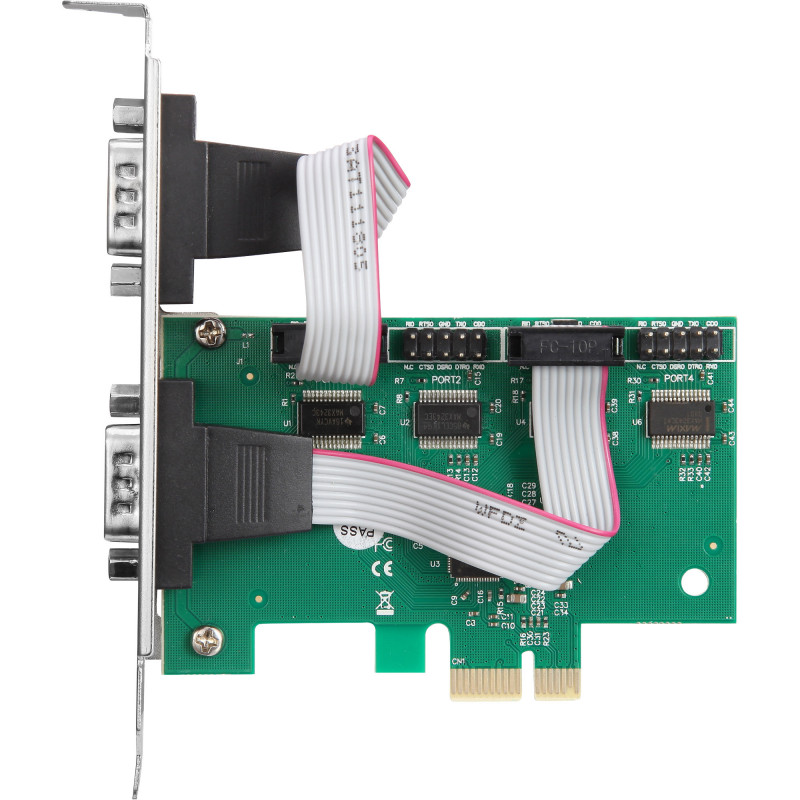 InLine® PCIe x1 interface card, 4x RS-232, low profile