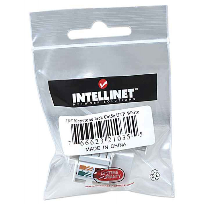 Intellinet 210355 Keystone Module RJ45 UTP Cat5e, Punch-Down, white