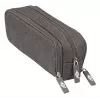 WEDO College Pencil Pouch, Polyester, Grey, Spacious Inner Compartment, 3 Zip Compartments, for 7 Pens