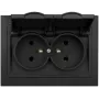 VCX WESA LC-53C Double Socket-Outlet with Flap and Earthing, Black