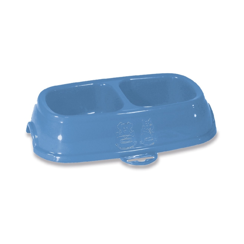 Stefanplast Feed bowl Break 11 0.4+0.4L 28x17x6cm assorted grey/blue