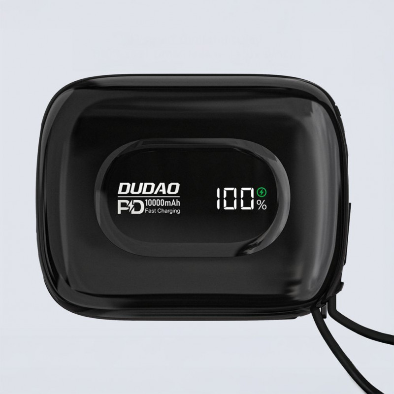 Dudao K32 Powerbank 22.5W 10000 mAh with Built-in USB-C/ Lightning Cable - Black