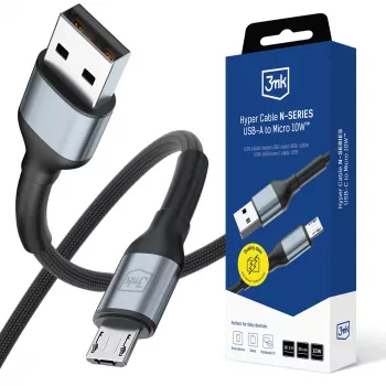 3mk Hyper Cable N-Series USB-A to Micro-USB, 0.5 m, QC 3.0, 10 W, Black